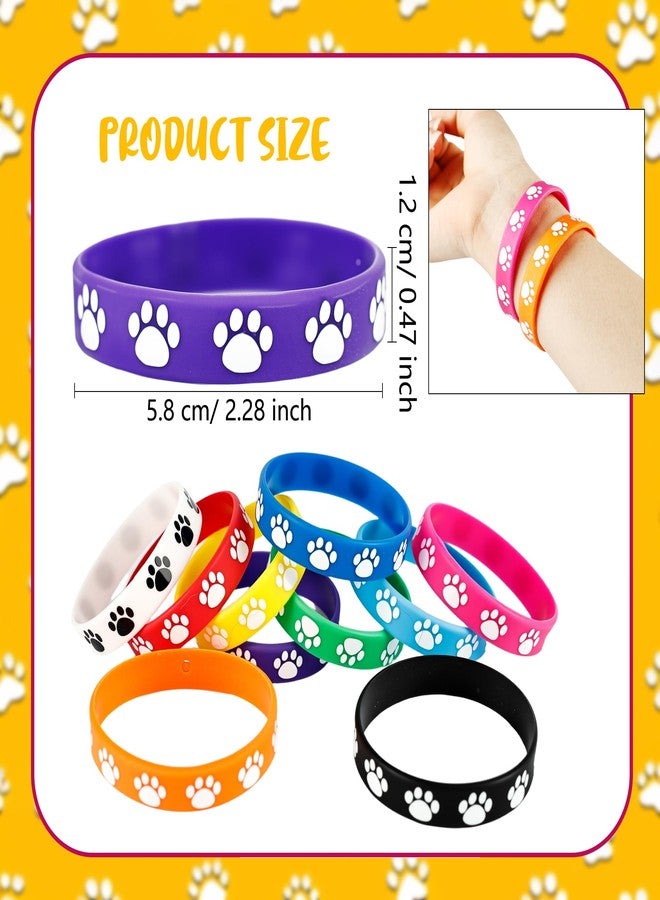 Flahard 240 Pcs Paw Print Rubber Bracelet Paw Patterns Silicone Stretch Wristbands Dog Bracelet for Dog Party Favors Wedding Bridal Party Decorations Supplies,10 Colors - Image 2